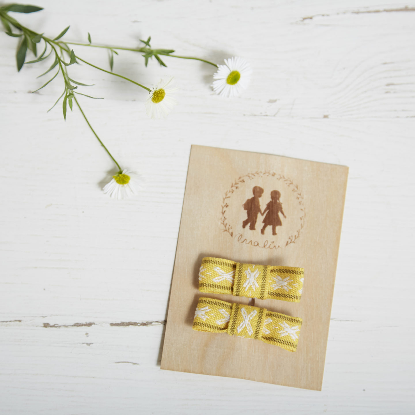 Hair Bow Set - Yellow + White