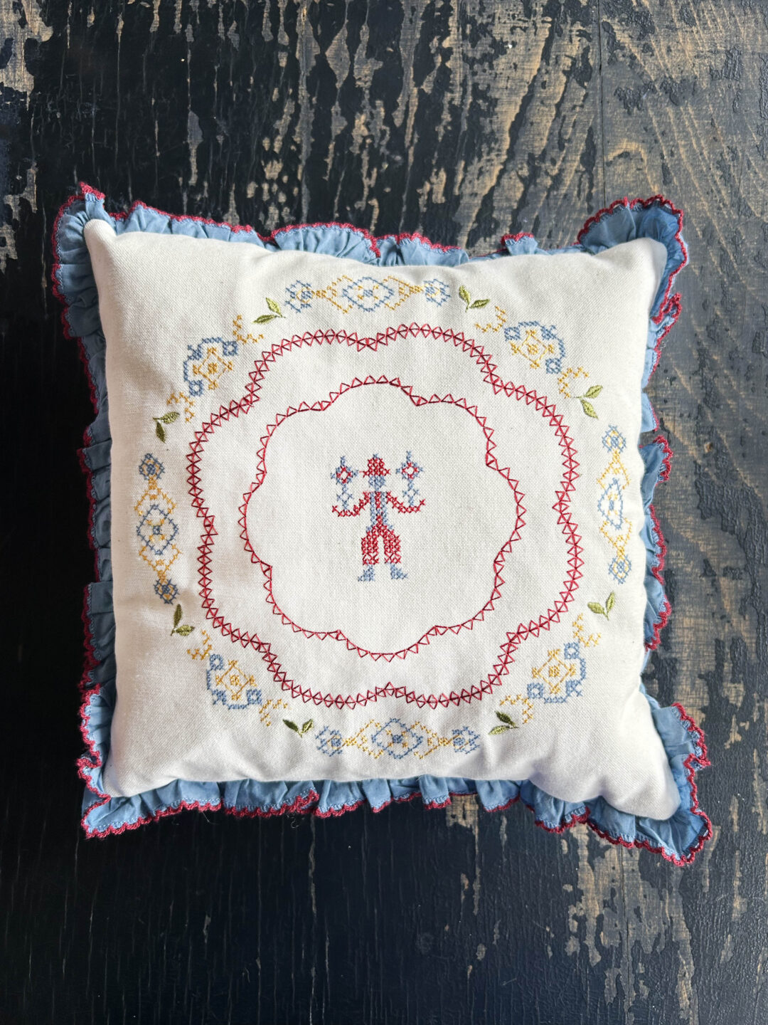 Cross Stitch Boy Cushion