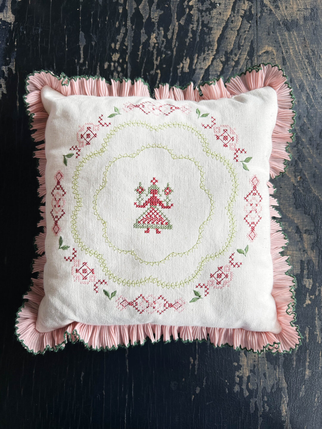 Cross Stitch Girl Cushion